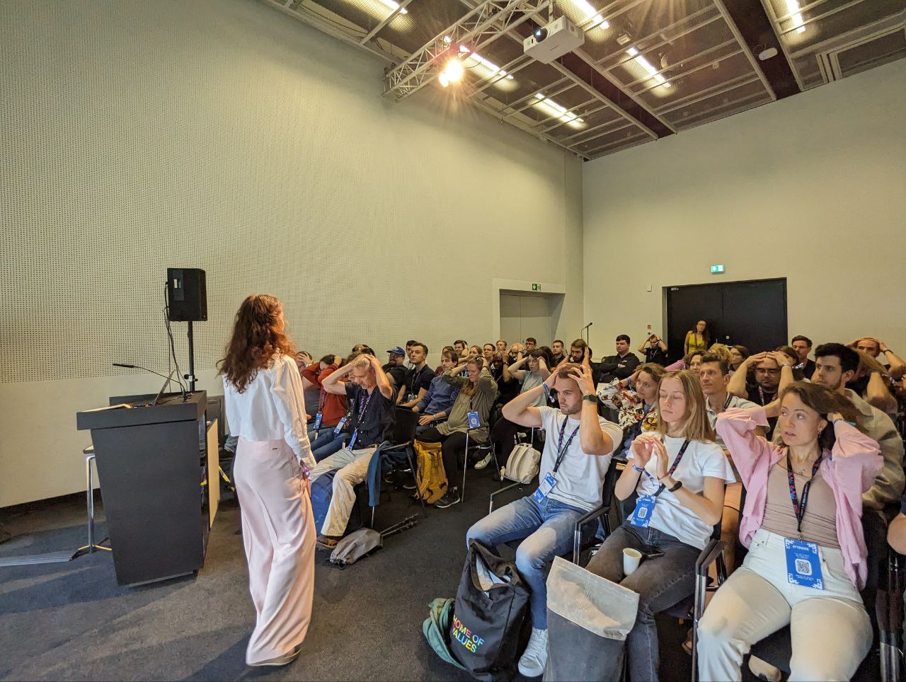 Speaker presenting to engaged audience